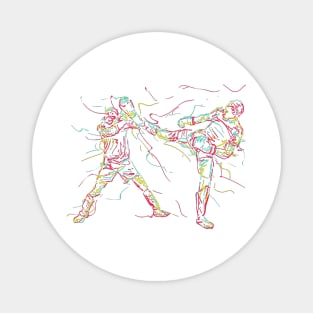 Kick boxing line drawing Magnet